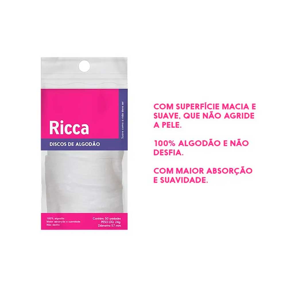 Discos de Alogodão 50Un Ricca - Algodão Disco Padrão